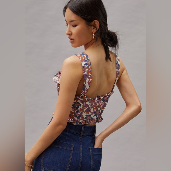 Anthropologie Sachin Babi Jacquard Sweetheart Crop Top Bustier Corset Tapestry - Picture 3 of 14